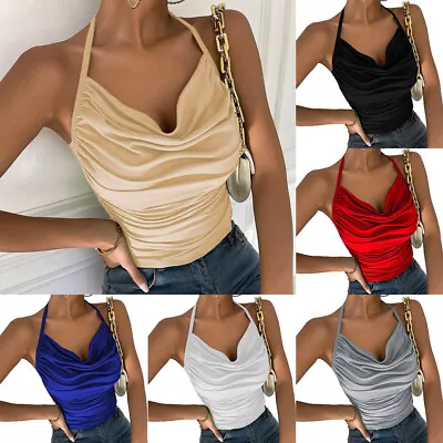 Sexy Women's Bandeau Halter Cami Vest Tank Tops Summer Club Party T-Shirt Blouse • £4.79