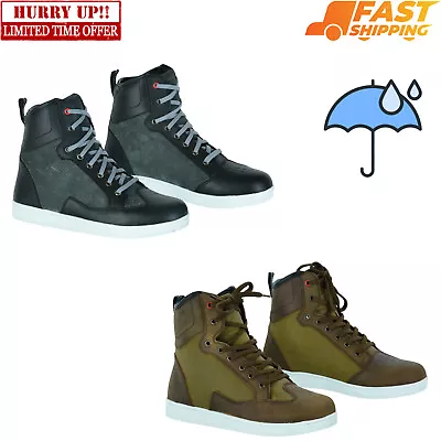 Motorbike Leather Shoes Motorcycle Sneakers CE Racing Touring Boots Waterproof U • $49.72