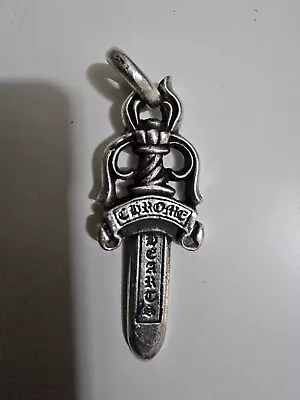 C  H Dagger Pendant Necklace 925 Silver Heavy • $81