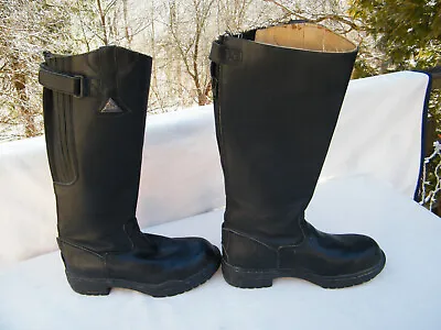 Mountain Horse Women's Black Leather Back Zip Knee High Riding Boots Size 10 • $99.99