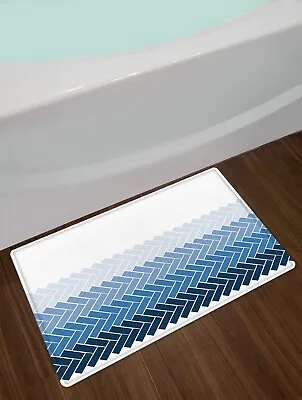 Blue Geometric Pattern Modern Minimalist Shower Curtain Bathroom Accessories Set • £12.52