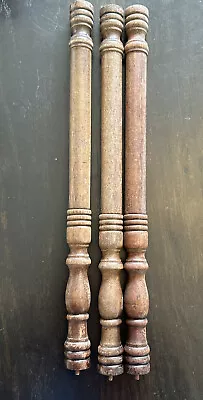 Vintage 3 Brown Spindle Turned Coffee Table Legs Wood 18.75” Length • $31.20