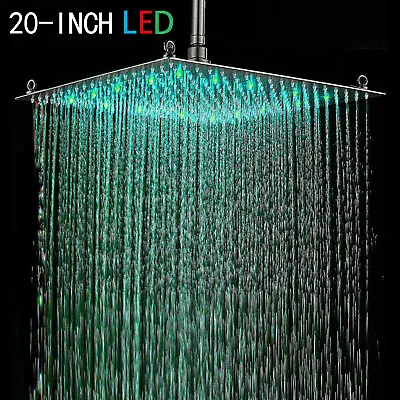 $89 • Buy 20inch Brushed Nickel LED Rain Shower Head Stainless Steel Ceiling High Pressure