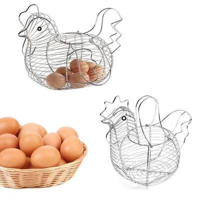 £11.70 • Buy ChromePlated Chicken Shaped Wire Egg Storage Basket Rack Easily Accessible