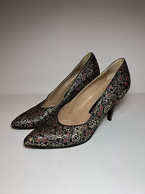 Maud Frizon Paris High Heels EU Size 37.5 Womens 7.5 VINTAGE Shoes ITALY Floral • $30