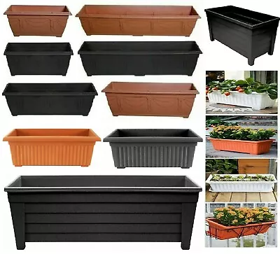 £8.95 • Buy Long Square Plastic Plant Planter Window Herb Flower Pots Outdoor Indoor Garden