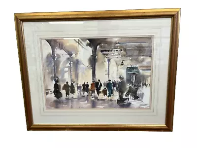 Trevor Lingard Railway Platform Impressionistic Watercolour Painting Charity • £379.99