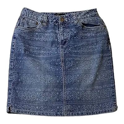 Baccini Women's Medium Wash Denim Stretch Jean Skirt Size 4 Pockets • $10.23