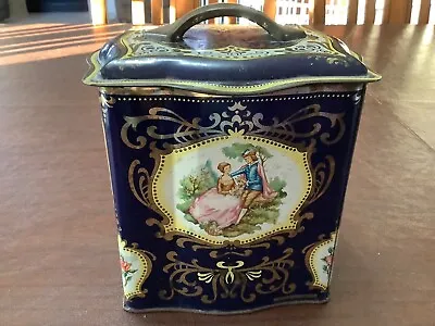 Vintage Tin Box Royal Garden Scenes With A Tint Of Aged Gold Made In England • $8.95