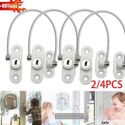 2/4X Window Door Restrictor Child Baby Safety Security Lock Cable Catch Wire UK • £5.29