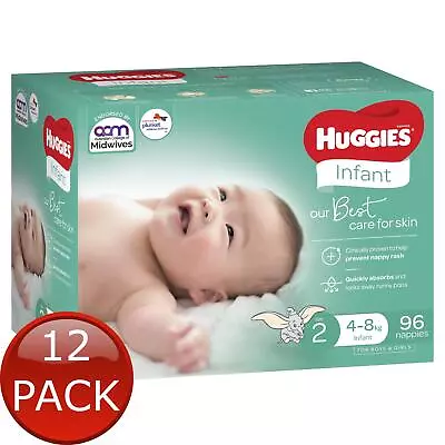 $642.60 • Buy 12 X Huggies Nappies Ultimate Infnt Jmb 96Pk