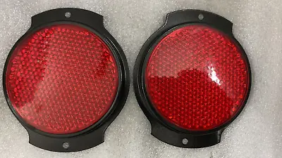 Fit For Willys Jeep M38 M151a1 M35 M37 Jeep Truck Red Reflector Pair Black Bezel • $11.50