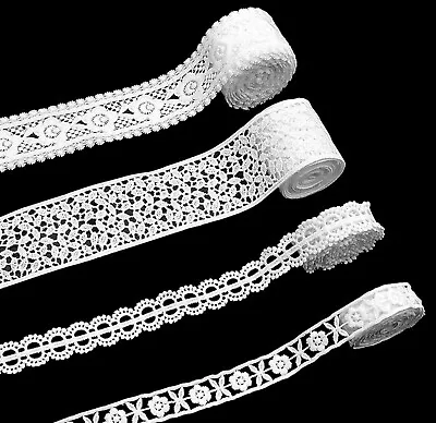 £1.99 • Buy Cotton Lace SCALLOPED Crochet WHITE Vintage Wedding Craft Trim Sewing Wedding
