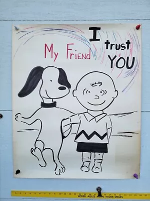 Vintage Hand Drawn  SNOOPY #2  / PEANUTS Poster  MY FRIEND I TRUST YOU  Prototy • $143.20
