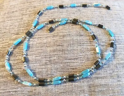 Magnetic Hematite & Turquoise Blue Beads Necklace Health & Weight Control • £8
