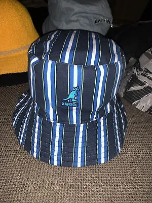 NWT Men’s Sample Kangol Double Bucket Reversible Bucket Hat Blue Stripped Sz S • $39.97