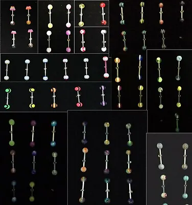 £1.99 • Buy Stainless Steel Plastic TONGUE NIPPLE Pattern Colour Bar Body Piercing 16mm B20