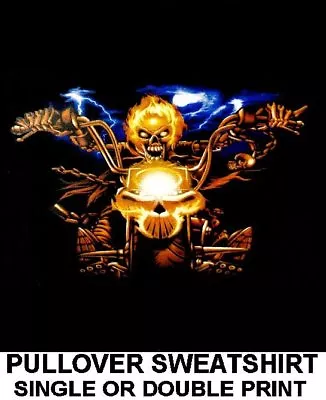 $22.99 • Buy Flaming Ghost Skull Motorcycle Rider Biker V-twin Engine Chopper Sweatshirt Xt15