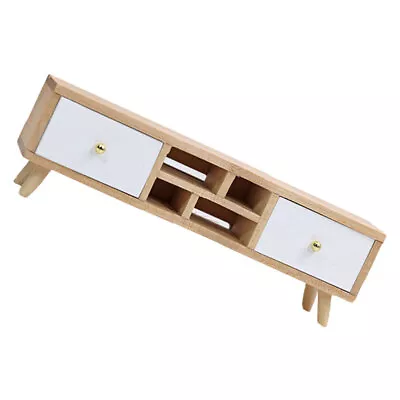 Mini TV Stand Wooden Double Drawer Dollhouse Supplies • £9.88