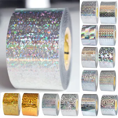 1 Roll 120m*4cm Holographic Nail Foil Holographic Gold Silver Nail Art Transfer • $18.40