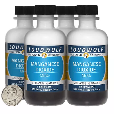 Manganese Dioxide / 1 Pound / 4 Bottles / 99% Pure Reagent Grade / Fine Powder • $34.99