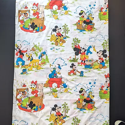 Vintage 1960s Walt DIsney Mickey & Minnie Mouse Twin Bed Flat Sheet - Made In US • $50