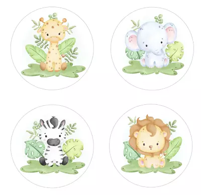 Baby Shower Jungle Safari Animals Watercolors Edible Cupcake Toppers Decoration • $7.95