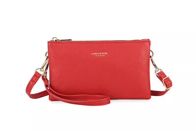 Small Plain Clutch Bag Purse With Wristlet Ladies Handbag Long Adjustable Strap • £9.94