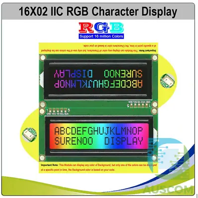 $38.95 • Buy 1602 16x2 LCD Display Module I2C IIC With RGB Character Backlight For Arduino