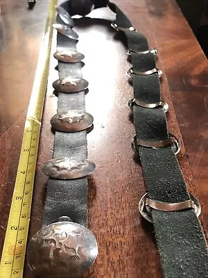 Vintage Native American Concho Belt Sterling Copper 15 Concho & 52 Inch Nice • $86