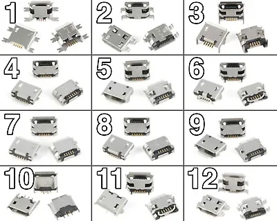 1x Micro USB Charging Port Connecter 12 Types 5 Pin SMD Vertical 5P 2 4 Legs • £2.49