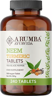 Neem Turmeric Balls Tablet With Black Pepper 240 Nos Made With Pure Neem Leaf P • £18.58