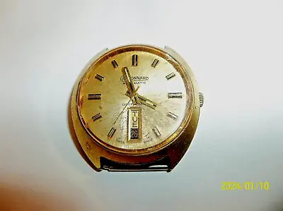Pennard Lucien Piccard Men's Watch 17J Gold Sunburst Dial Day Date AutomaticRUNS • $99