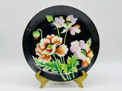 Vintage 12.25  12-1/4  Made In Occupied Japan Charger Plate Black Pink Flowers • $29.99