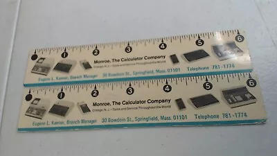 2 Vintage Monroe The Calculator Company Advertising 6  Ruler Springfield Mass • $17.99