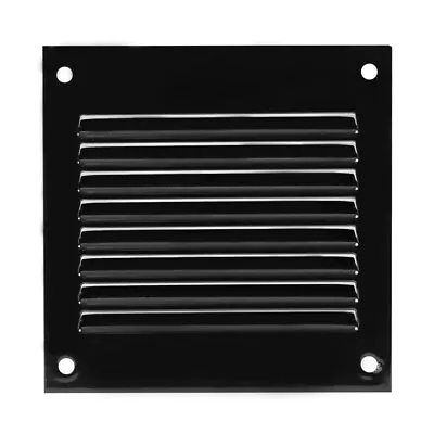 Black Metal Air Vent Grille 100mm X 100mm With Fly Screen Flat Louvre Duct Cover • £5.69