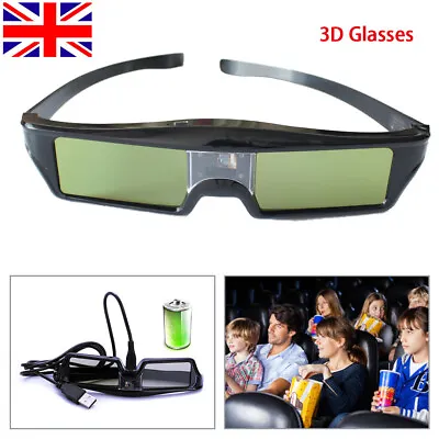 Active Shutter 3D Glasses Rechargeable With USB For DLP-Link Projector Optoma UK • £16.32