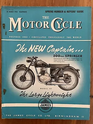 The Motor Cycle Mar 1954 Jawa Indian Norton Panther Sunbeam AJS BSA James • $9.95