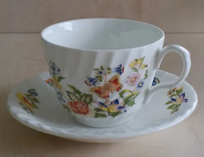 Aynsley England Cottage Garden Cup And Saucer Duo Butterflies Flowers • £6