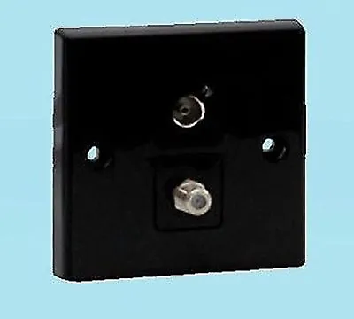 Socket Aerial & Satellite Piano Black Boat Caravan Camper Motorhome Tv Coax + F • £9.49