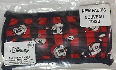 Disney Parks Christmas Mickey Plaid Pattern Cloth Face Mask Size X-Large New • $10.75