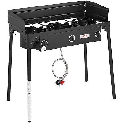 VEVOR 3 Burner Propane Gas Cooker Outdoor Portable Camping Stove W/ Windshield • $91.20