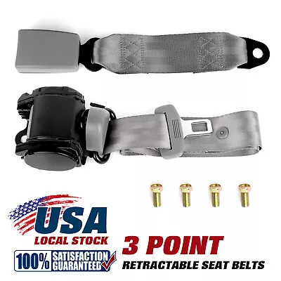 1 X Retractable 3 Point Safety Seat Belt Straps Car Vehicle Adjustable Belt Kit • $29.89