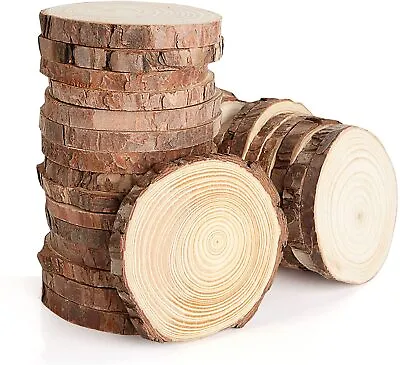 $18.99 • Buy 60PCS Wood Slices Round Discs Tree Bark Log Wooden Circles 5-6 CM DIY Craft NEW