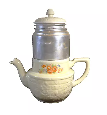 Vintage Enterprise Aluminum Co. Drip-o-lator Floral Coffee Pot Complete 2-6 Cups • $49.99