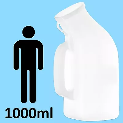 MALE URINAL 1L Urine Wee Bottle Jug Container Bedpan Portable Travel Camping Car • £7.98