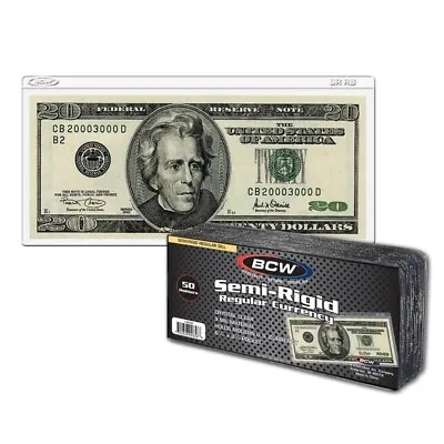 BCW Semi-Rigid Vinyl Money Protector Sleeves - US Dollar Bill Standard Size • $11.99