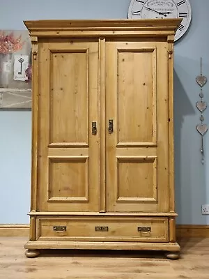 £550 • Buy Antique Pine Lockable Locking Wardrobe Armoire Linen Cupboard