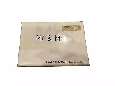 New Set Of Two Standard Cotton Pillow Cases Mr & Mrs Mustache Lips • $10