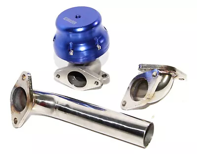 Blue 35/38MM ADJ. Turbo External Wastegate+Dump Tube Pipe+Elbow Inlet Adapter • $96.99